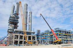 Площадка строительства Амурского газоперерабатывающего завода, март 2019 года