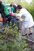В Томске сотрудниками компании вместе с детьми Дома ребёнка высажены кустарники на территории детского дома.