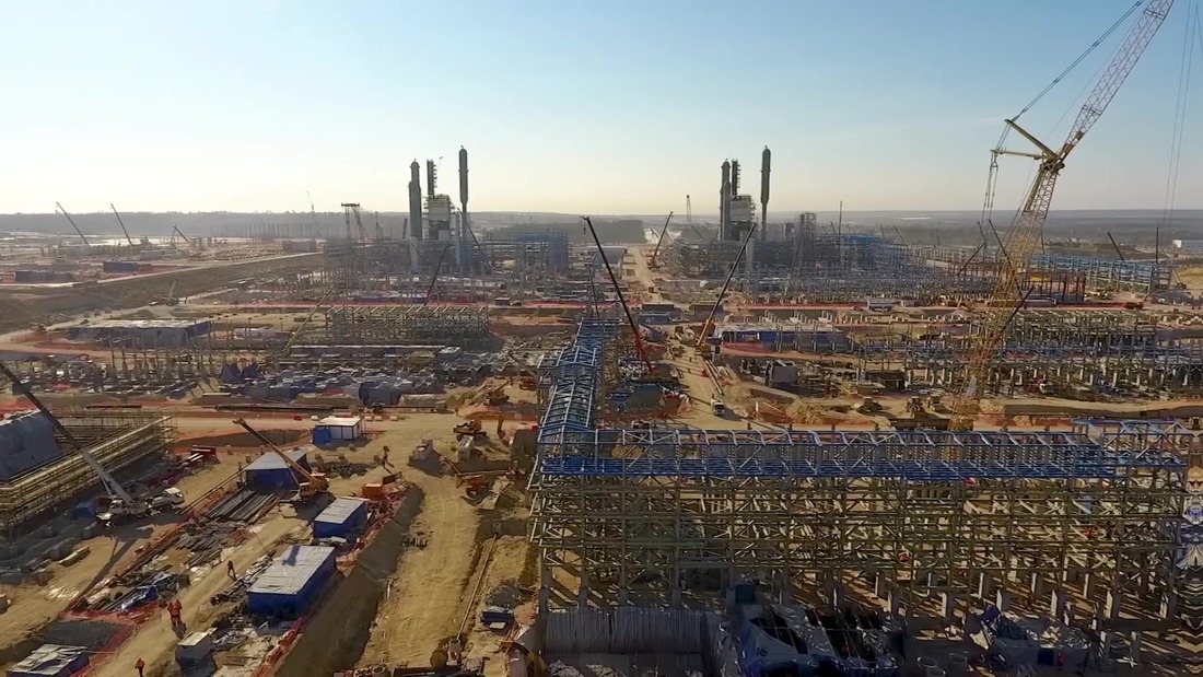 Строительство Амурского газоперерабатывающего завода, март 2019 года