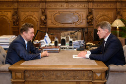 Алексей Миллер и Олег Кожемяко во время встречи