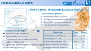 Фрагмент презентации команды «Синергия» о перспективах освоения ресурсного потенциала месторождений ПАО «Газпром»