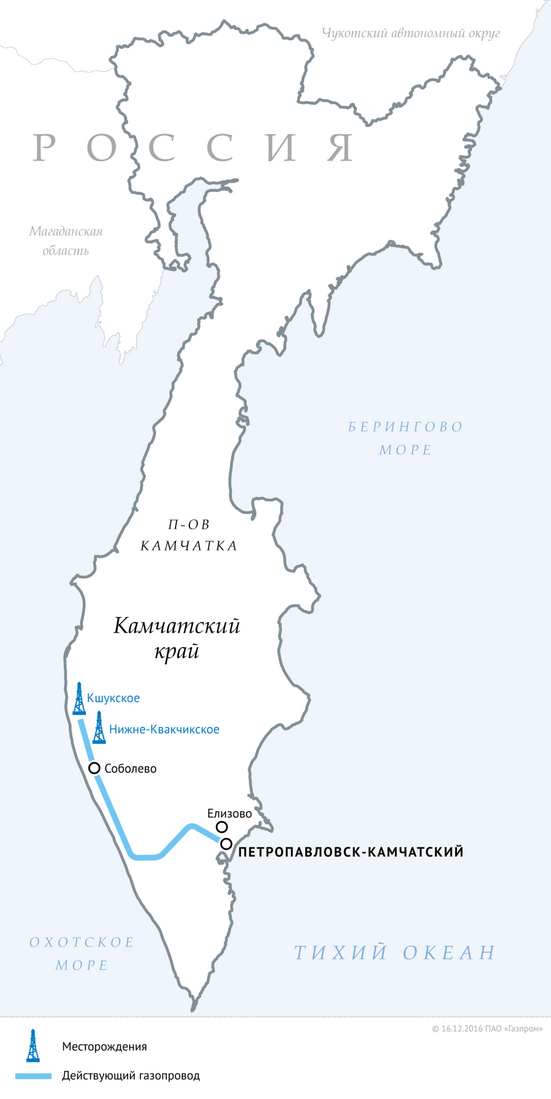 Схема магистрального газопровода в Камчатском крае