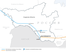 Схема магистральных газопроводов в Амурской области