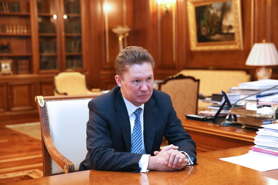 Алексей Миллер во время рабочей встречи с Олегом Кожемяко