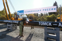 Сварка первого стыка газопровода-отвода «Томск — Асино», 2017 год