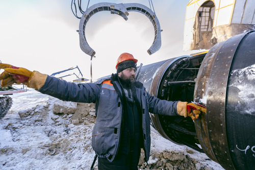 Строительство газопровода «Сила Сибири» в Якутии, январь 2018 года