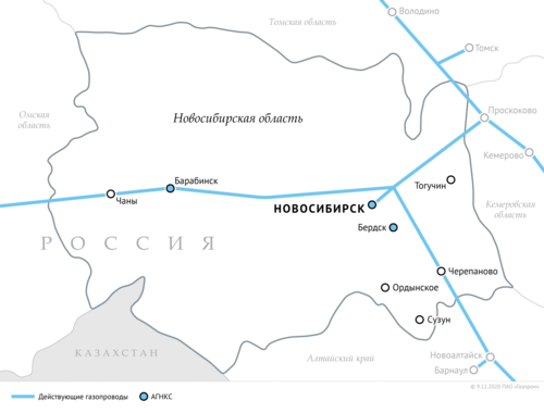 Схема газопроводов в Новосибирской области